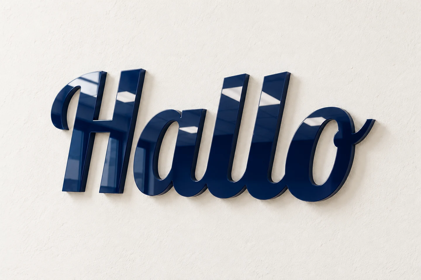 Logo aan de wand · materiaalvisualisatie