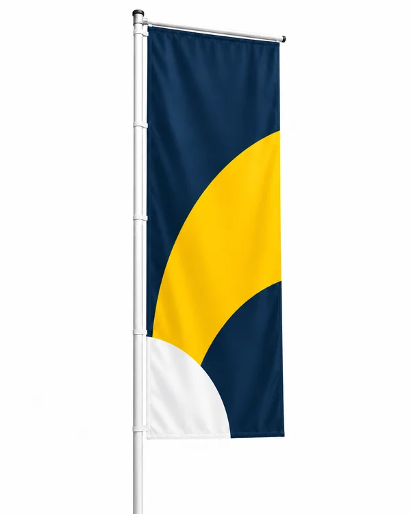 Baniervlag aan een mast — voorbeeld met een enkele rechthoekige vlag