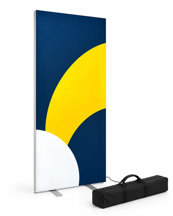 Dubbelzijdig pop-up LED-frame met draagtas — voorbeelduitvoering